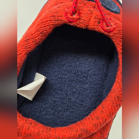 L.L. BEAN SWEATER FLEECE SLIPPERS MOTIF DEEP GARNET MOOSE KIDS YOUTH SIZE 1-2 - Picture 12 of 16